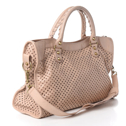 Balenciaga Agneau Laser Cut Cross Classic Gold Hardware City Rose Peach 2 of 12