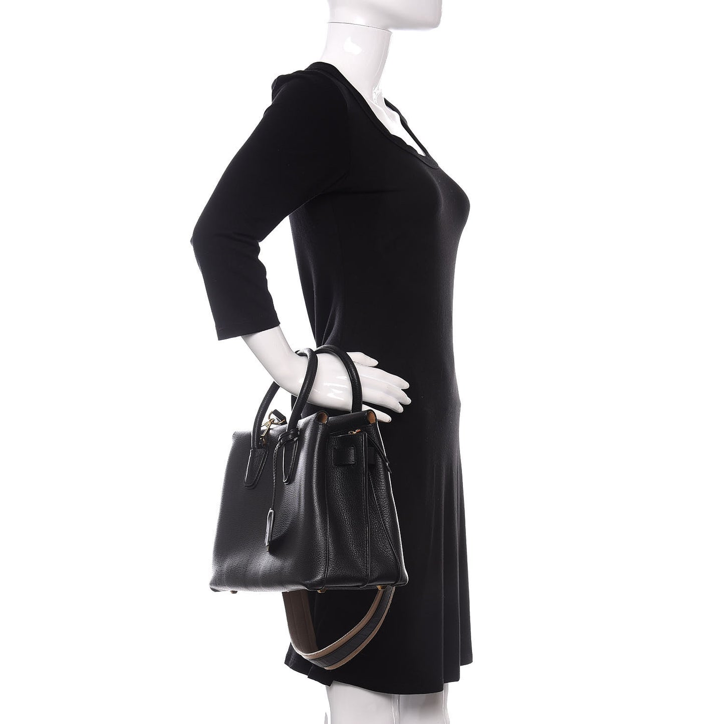 Grained Calfskin Medium Milla Tote Black