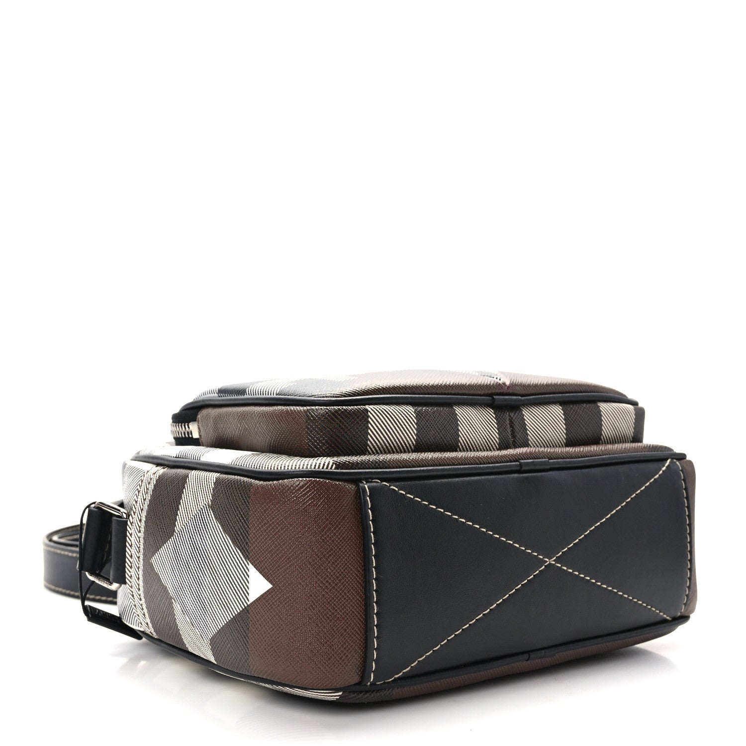 Burberry E-Canvas Calfskin Geometric Check Paddy Messenger Dark Birch Brown White 4 of 11
