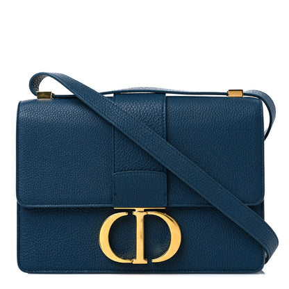 Christian Dior Grained Calfskin 30 Montaigne Flap Bag Blue 1 of 11