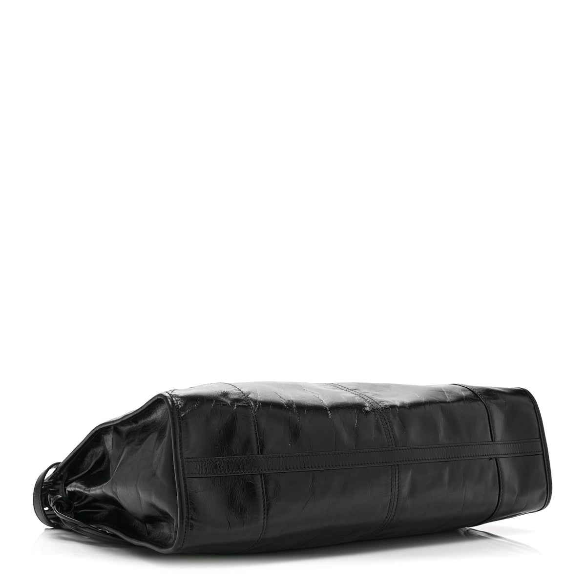 Glossy Calfskin Triangle Large Bonnie Shoulder Bag Black