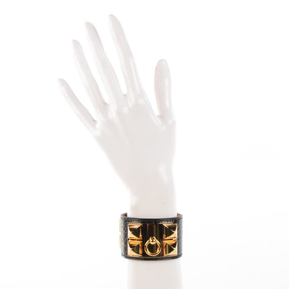 Hermes Shiny Alligator Collier De Chien CDC Bracelet S Bleu Marine 2 of 6