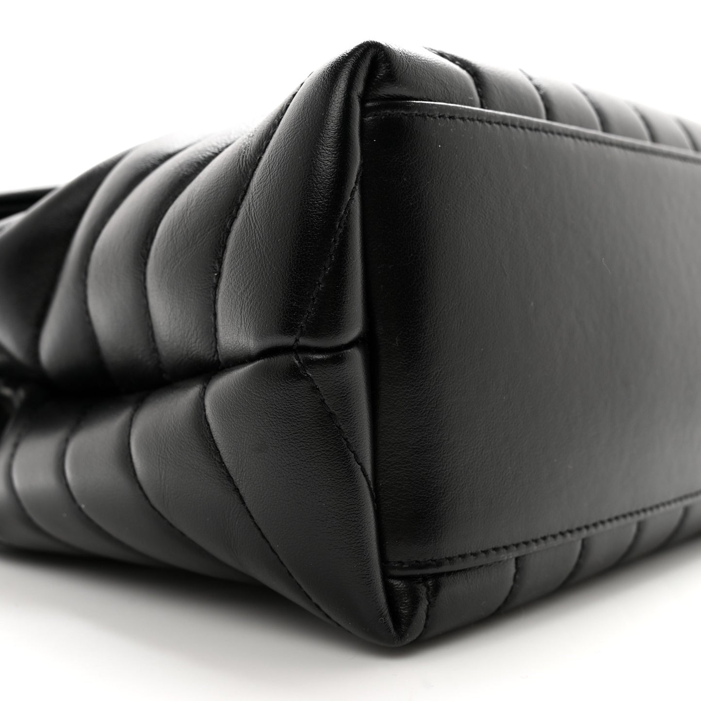 Calfskin Y Quilted Monogram Monochrome Medium Loulou Chain Satchel Black