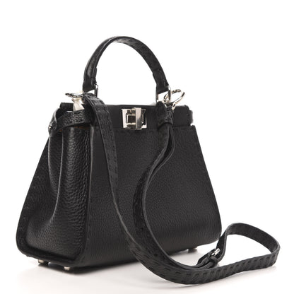Fendi Cuoio Romano Selleria Bi-Color Mini Peekaboo Iconic Satchel Black Mou 3 of 11