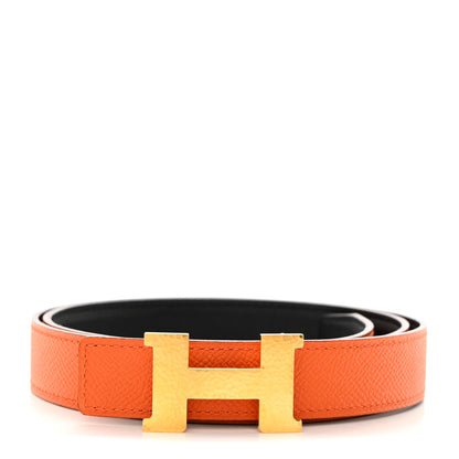 Hermes Swift Epsom 24mm Mini Martelee Constance Belt 80 32 Black Orange 1 of 7
