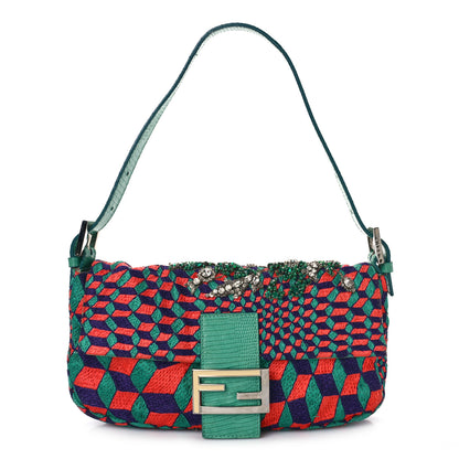 Fendi Canvas Lizard Beaded Baguette Multicolor 1 of 12