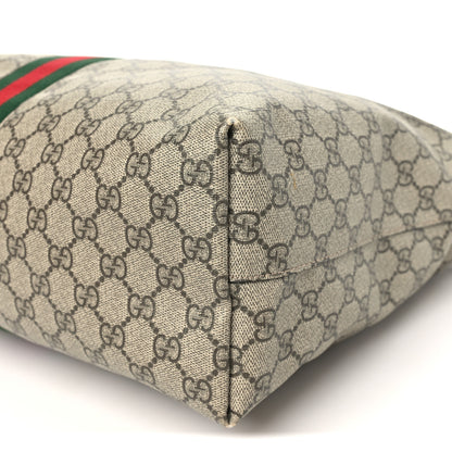 Gucci GG Supreme Monogram Textured Calfskin Web Medium Ophidia Shopping Tote Beige Ebony New Acero 10 of 11