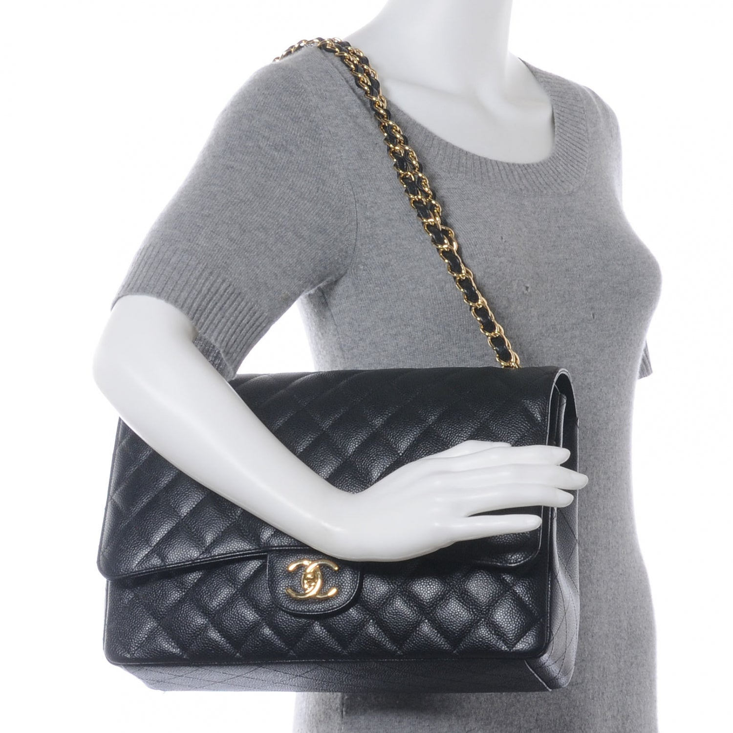 Chanel Caviar Quilted Maxi Double Flap Black 2 of 9