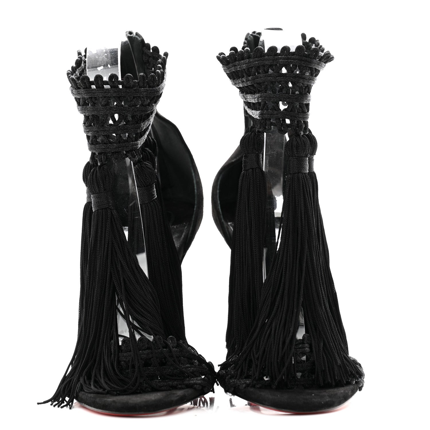Christian Louboutin Suede Palma Macrame 100 Sandals 36 Black 2 of 11