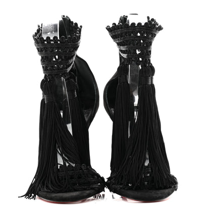 Christian Louboutin Suede Palma Macrame 100 Sandals 36 Black 2 of 11
