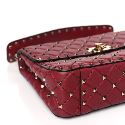 Valentino Garavani Nappa Medium Rockstud Spike Shoulder Bag Rubino 7 of 8