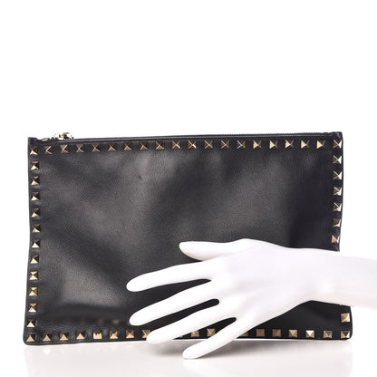 Valentino Garavani Vitello Large Rockstud Zip Pouch Black 2 of 6