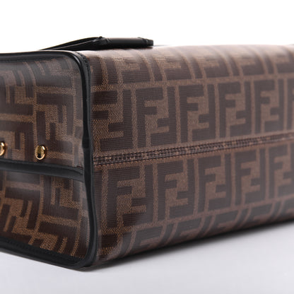 Fendi Glazed Fabric Vitello Century FF 1974 Stamp Patch Mini Peekaboo Defender Cover Mogano Panna Black 6 of 15
