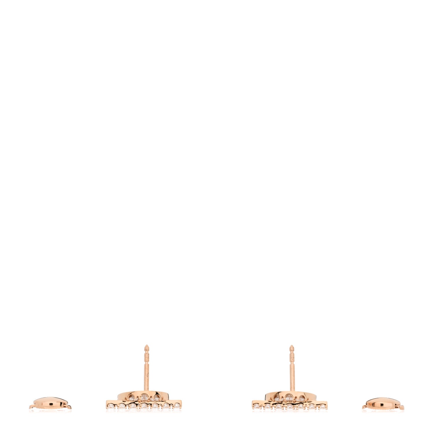 Hermes 18K Rose Gold Diamond Finesse Earrings 3 of 5