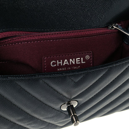 Chanel Caviar Chevron Quilted Mini Coco Handle Flap Black 8 of 12