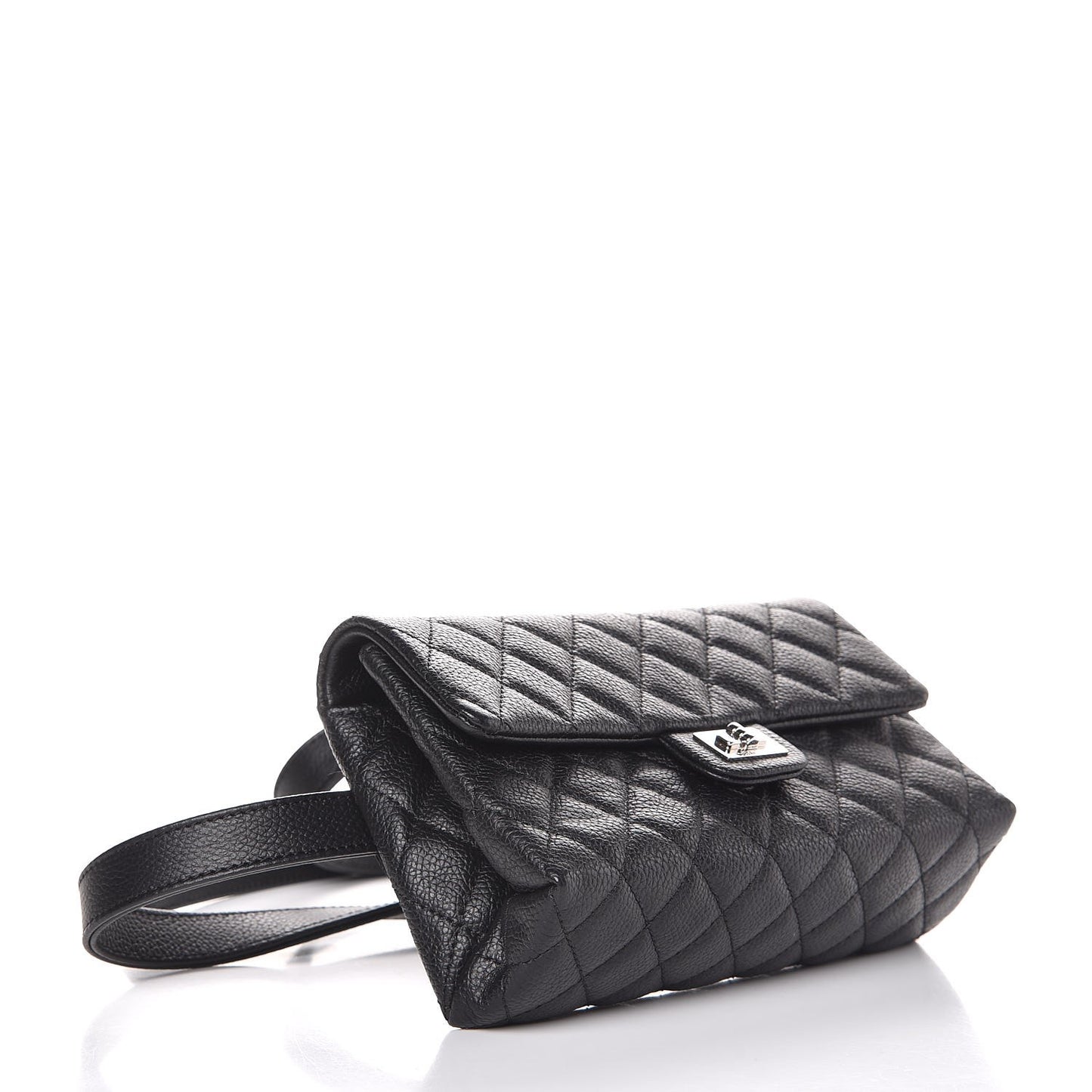 Grained Calfskin Quilted 2.55 Reissue Flap Belt Bag Clutch Black
