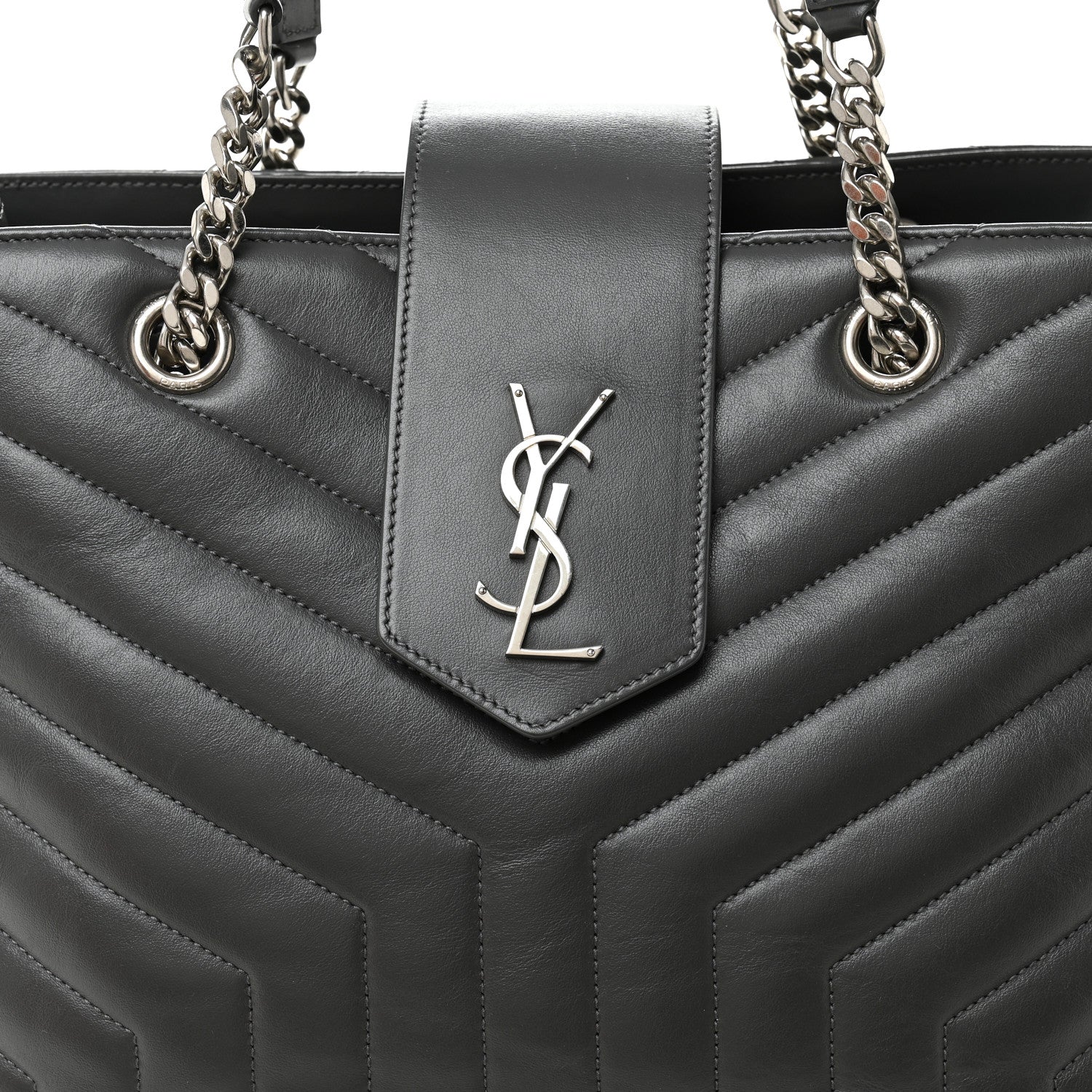 Saint Laurent Calfskin Y Quilted Monogram Large Loulou Shopper Storm 9 of 11