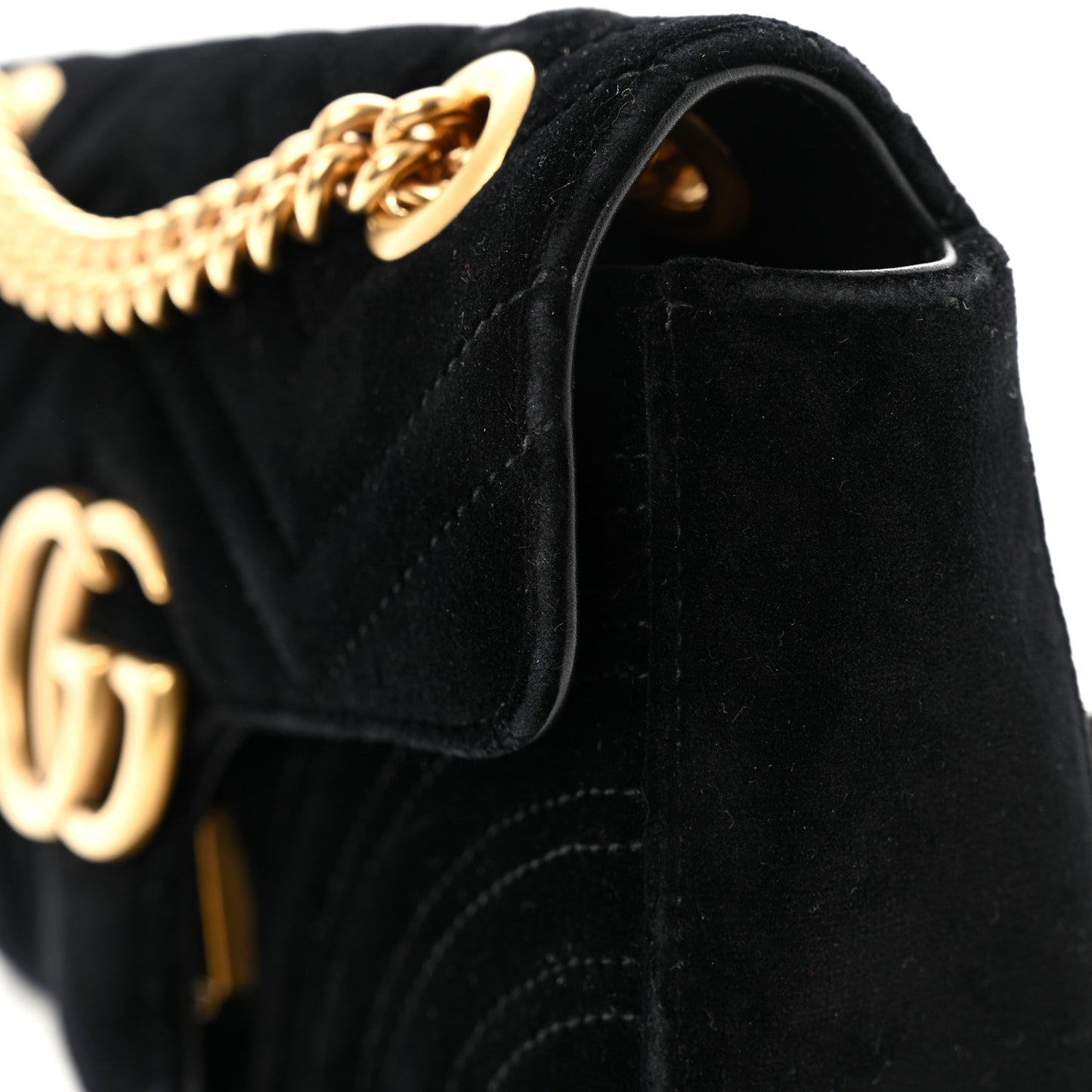 Velvet Matelasse Mini GG Marmont Shoulder Bag Black