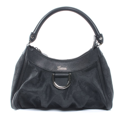 Gucci Nylon Monogram Silver D Ring Hobo Black 1 of 7