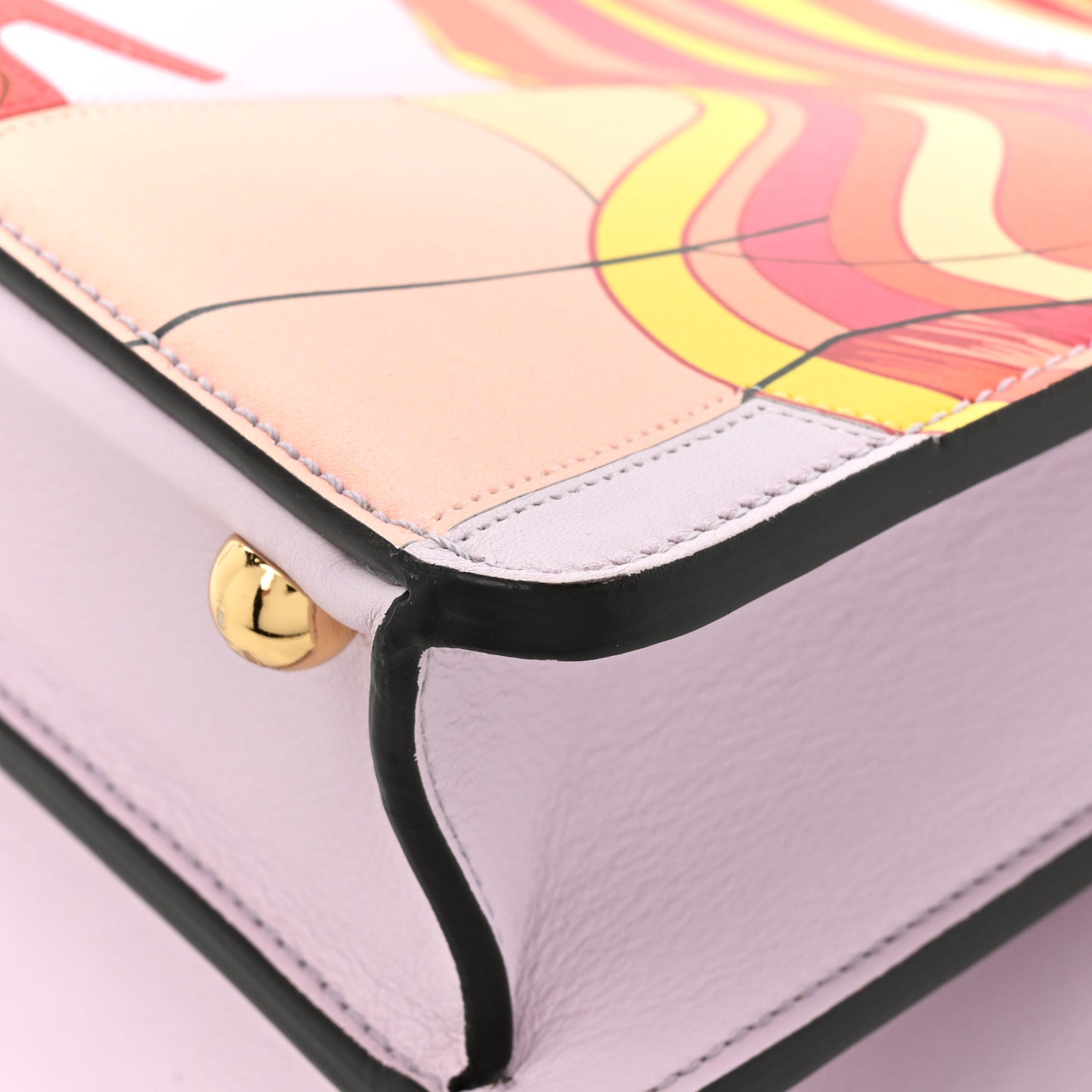 Vitello Seta Shiny Nappa Dancing Girls Inlay Small Peekaboo I SEE U Satchel Anemone Multicolor