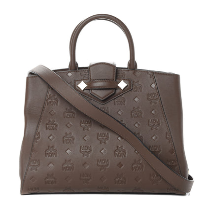 MCM Calfskin Ottomar Monogram Medium Essential Tote Chestnut 1 of 13