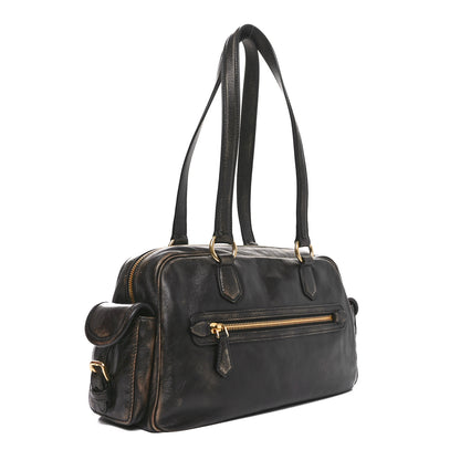 Miu Miu Distressed Nappa Shoulder Bag Sand Coffee 3 of 9
