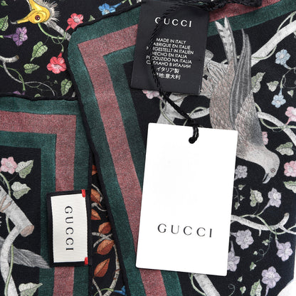 Gucci Silk Floral Condor Square Handkerchief Black 3 of 3