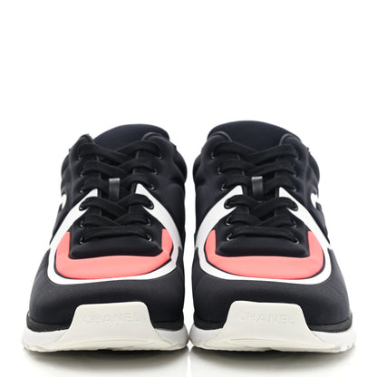 Chanel Lycra Fabric Womens CC Sneakers 38 Black White Pink 2 of 9