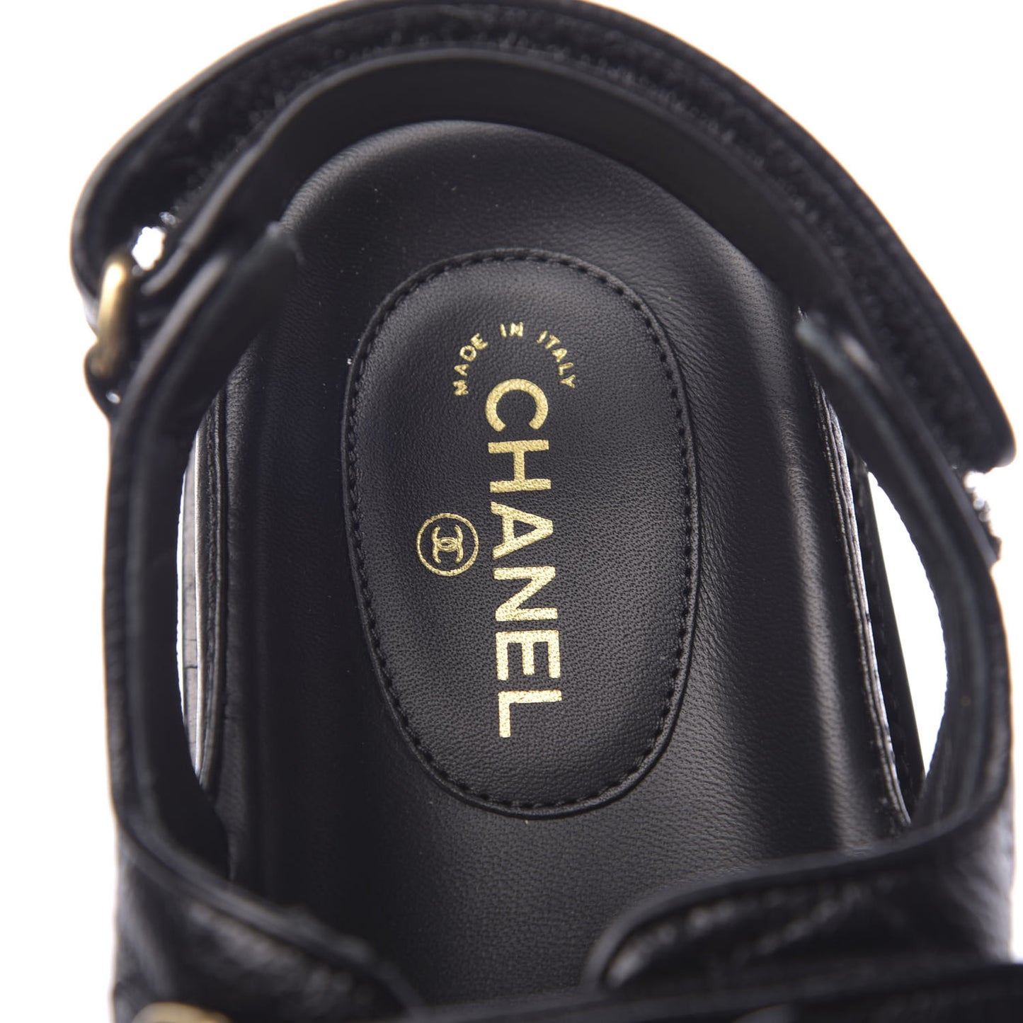 Grained Calfskin Velcro Dad Sandals 36.5 Black