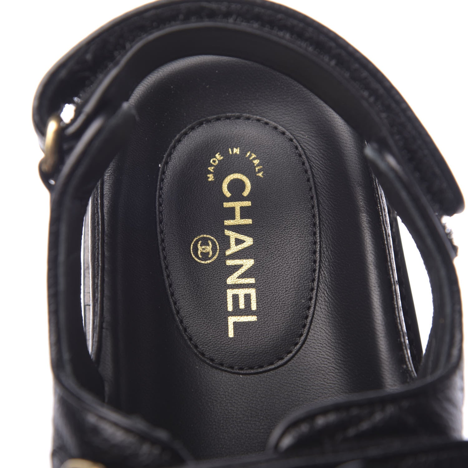 Chanel Grained Calfskin Velcro Dad Sandals 36.5 Black 7 of 10