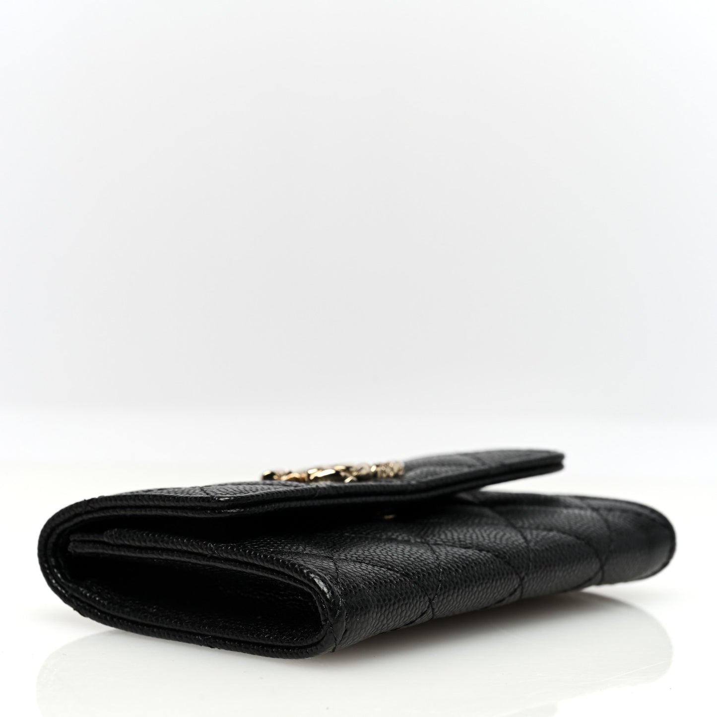 Caviar Quilted CC Flap Card Holder Black