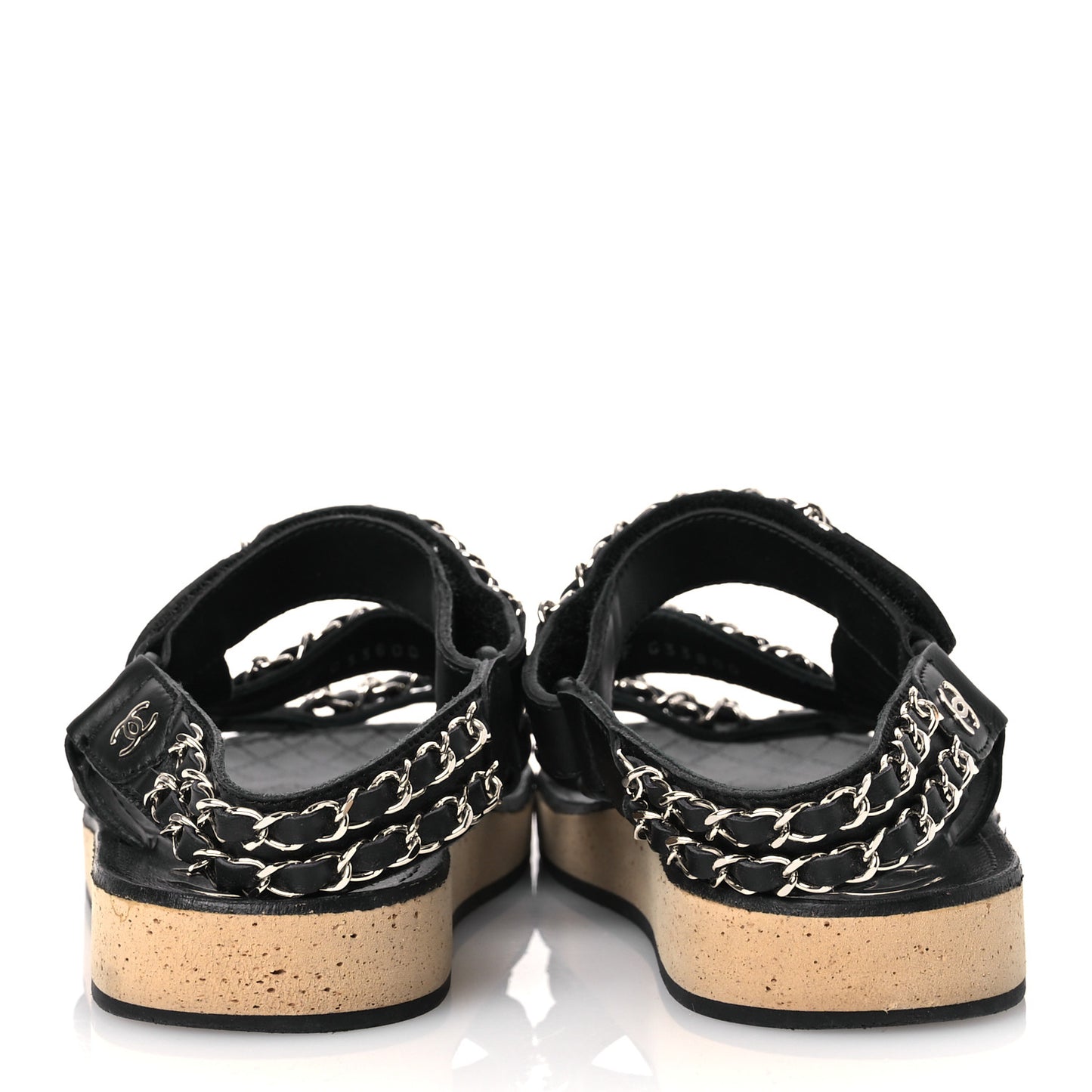 Lambskin Chain Sandals 35 Black