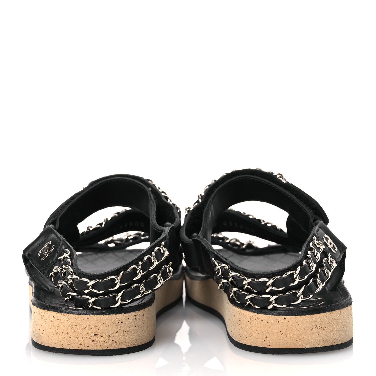 Chanel Lambskin Chain Sandals 35 Black 6 of 15