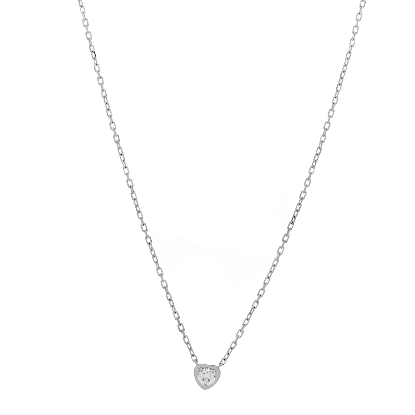18K White Gold Diamond D'Amour Heart Pendant Necklace