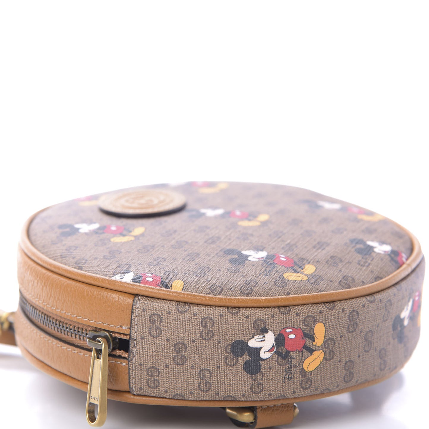 X DISNEY Mini Vintage GG Supreme Monogram Mickey Mouse Round Backpack Beige Vintage Sun Oil