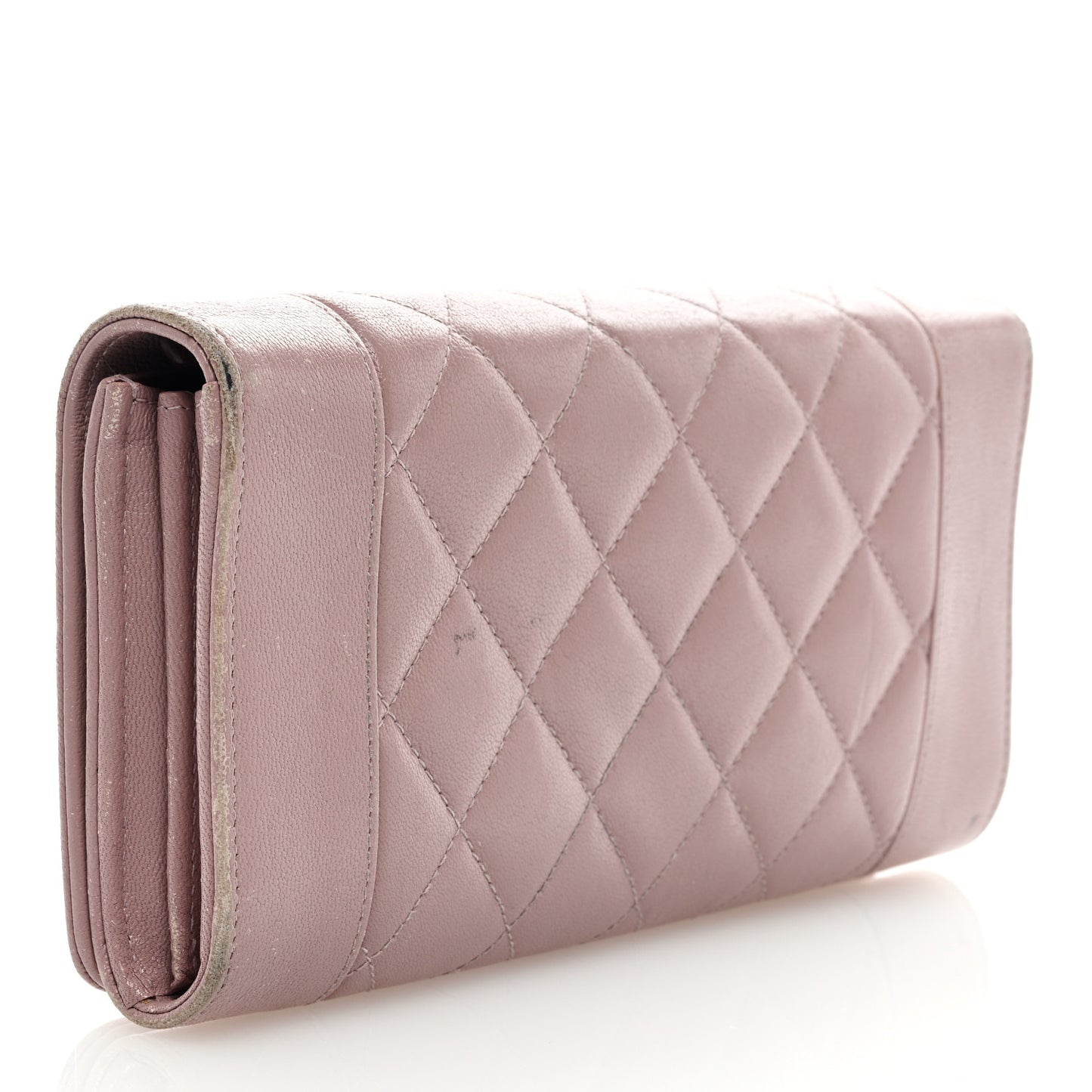 Sheepskin Quilted Mademoiselle Vintage Flap Wallet Pink