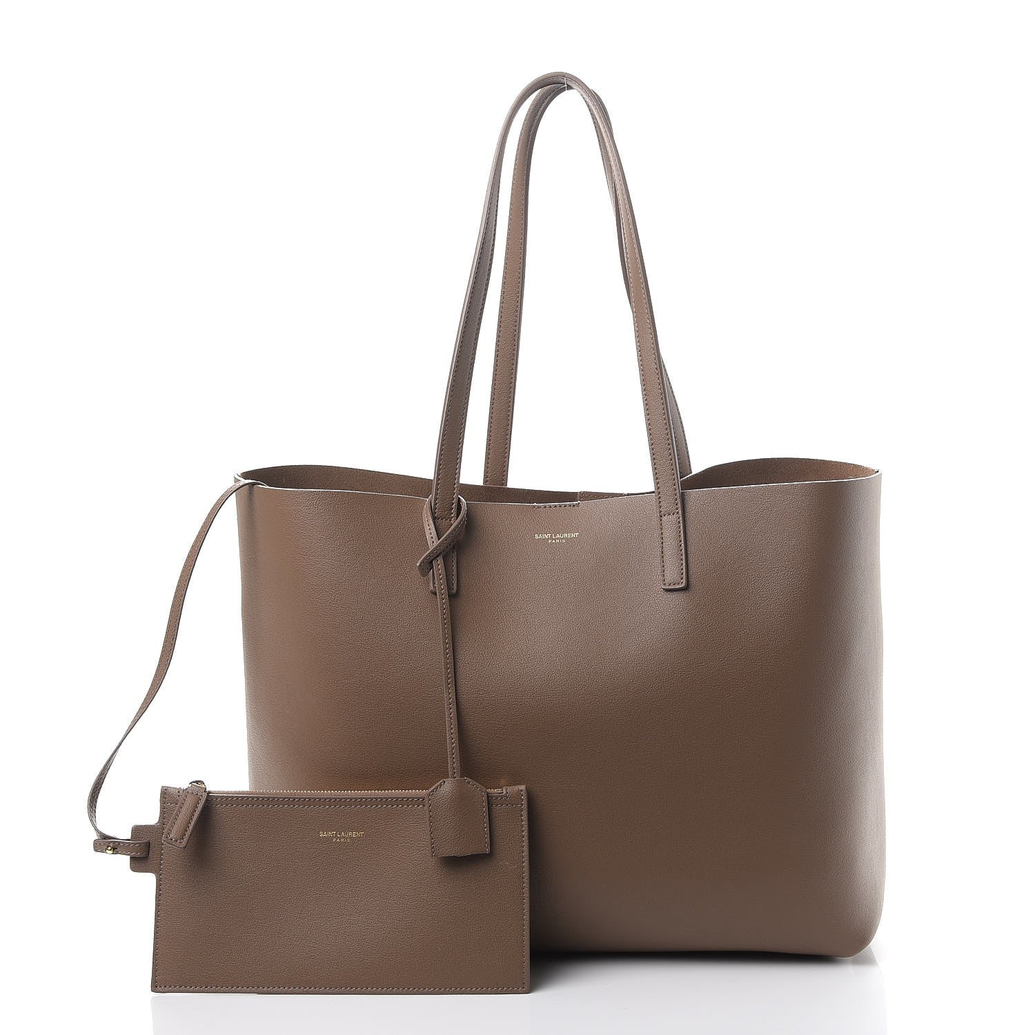 Saint Laurent Calfskin Large Shopping Tote Taupe 3 of 14