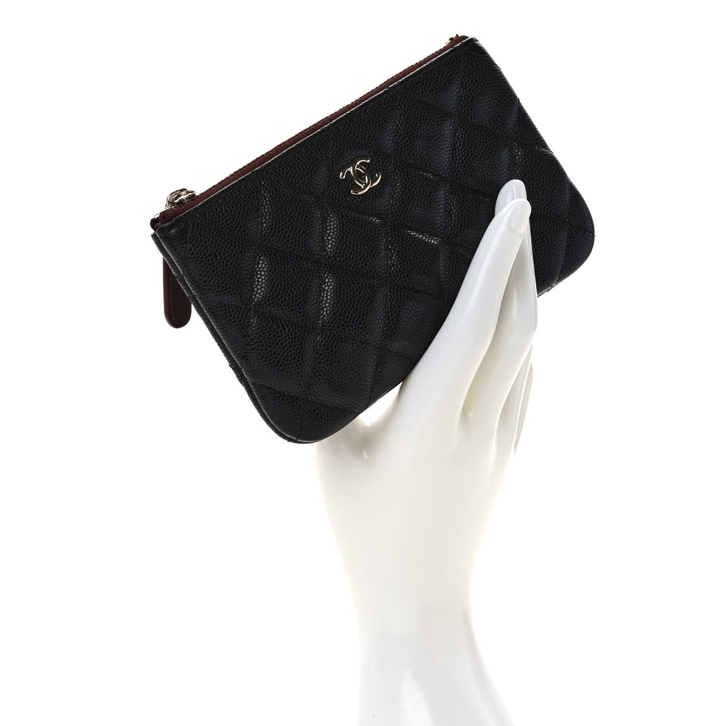 Caviar Quilted Small Cosmetic Case Black