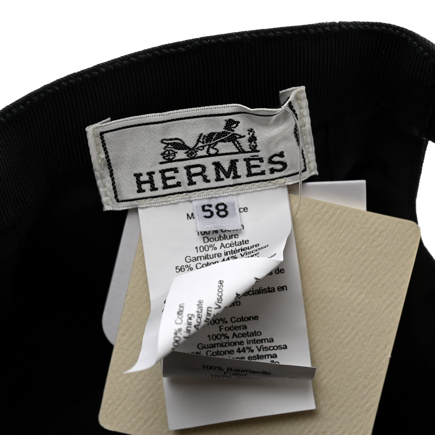 Hermes Cotton Miles H Circle Hat 58 Black 8 of 10