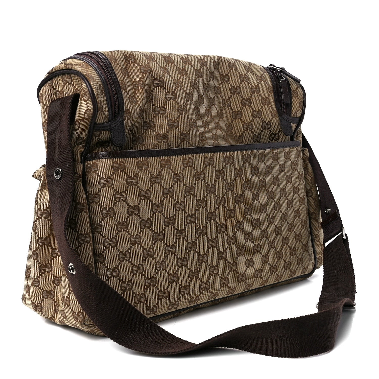 Gucci Monogram Natural Pigskin Large Diaper Bag Beige Ebony Cocoa Dark Chocolate 3 of 13