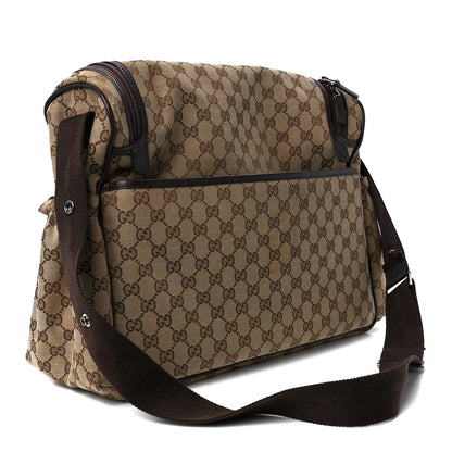 Gucci Monogram Natural Pigskin Large Diaper Bag Beige Ebony Cocoa Dark Chocolate 3 of 13