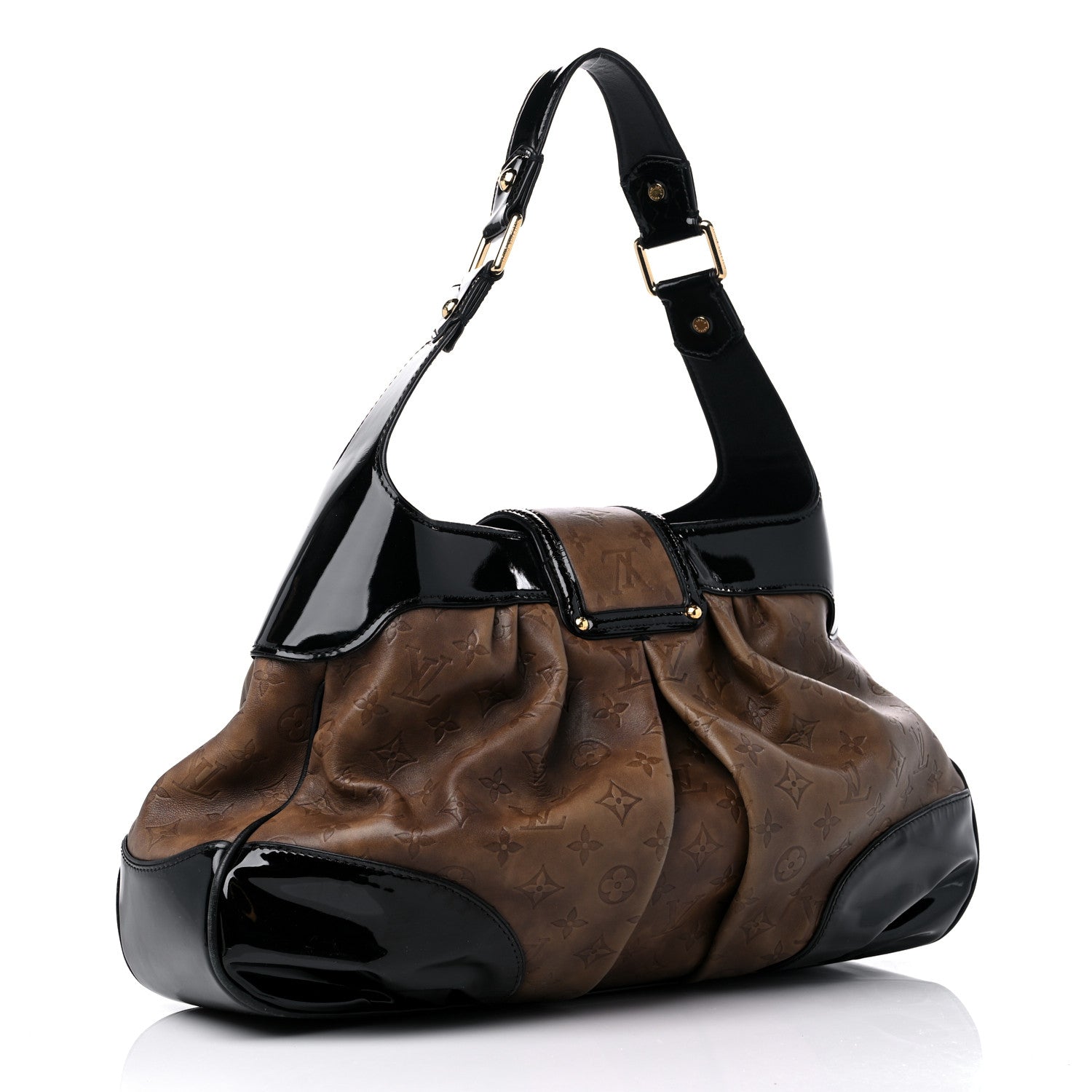 Louis Vuitton Monogram Embossed Polly Hobo Taupe 3 of 12