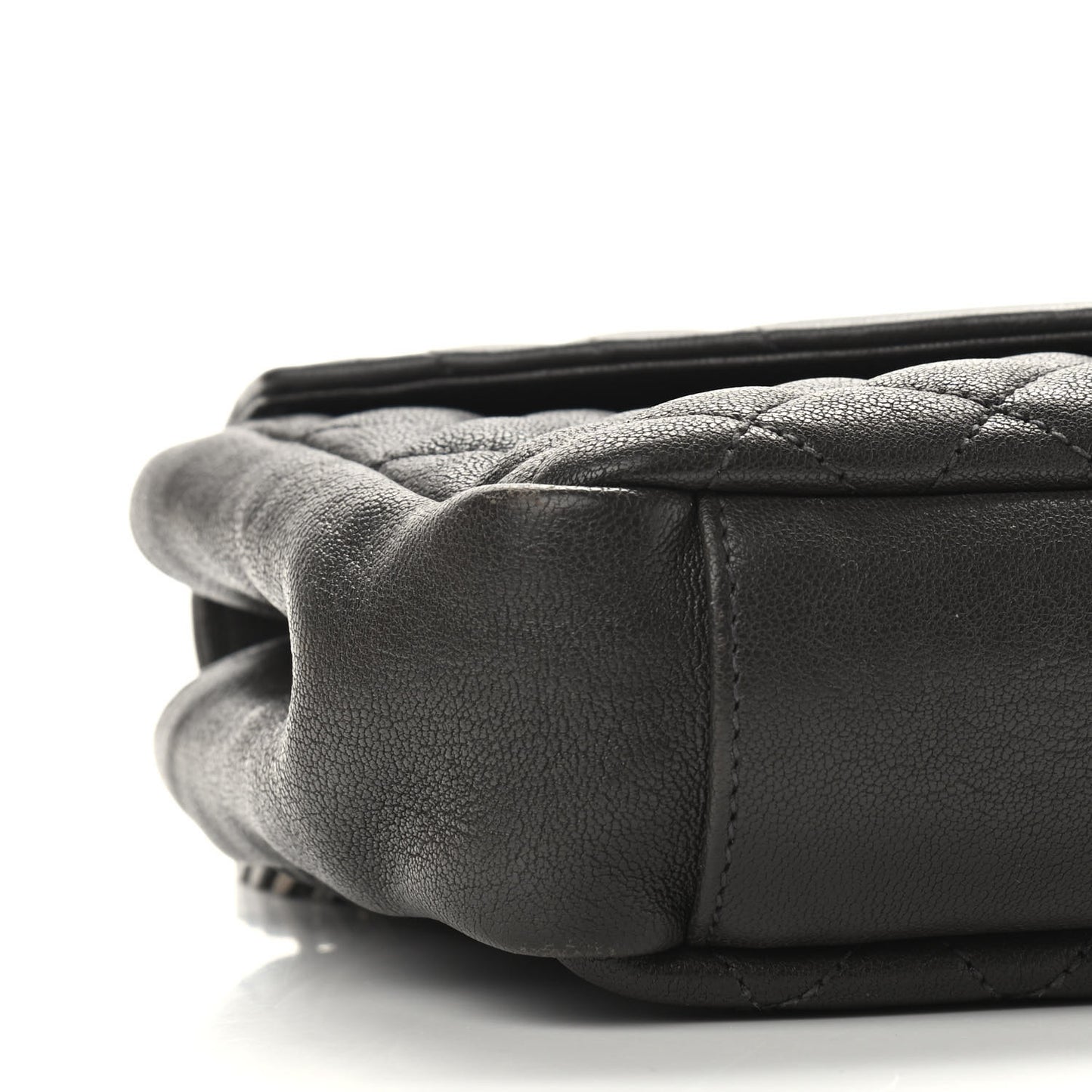 Sheepskin Tri-Quilt Monogram Medium College Bag Coal