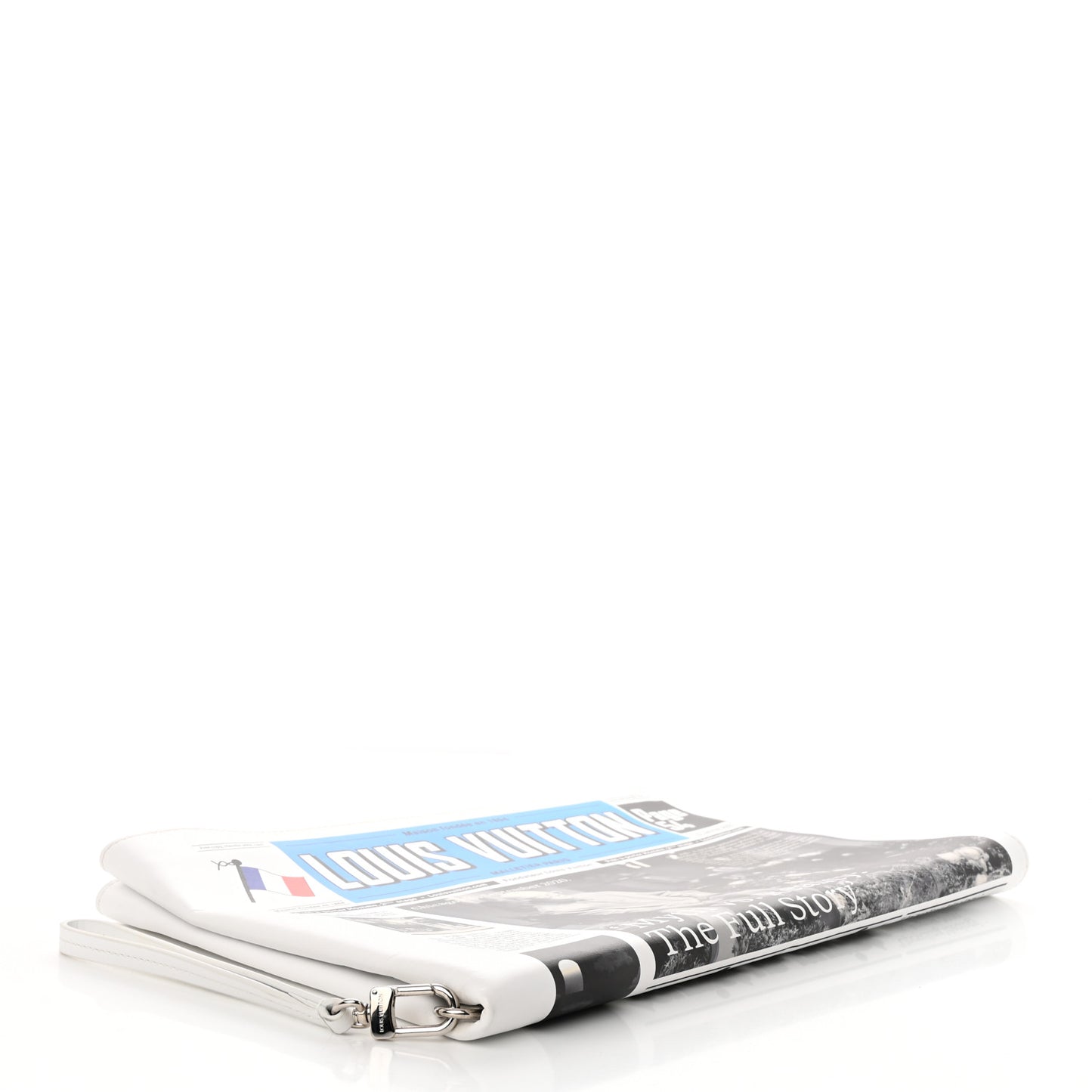 Calfskin Newspaper Print Pouch