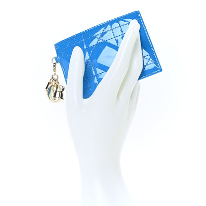 Christian Dior Patent Cannage Lady Dior Card Holder Blue 2 of 9