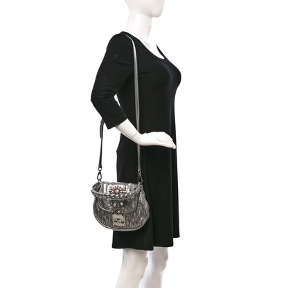 Miu Miu Nappa Matelasse Crystal Embellished Top Handle Satchel Cromo 2 of 8