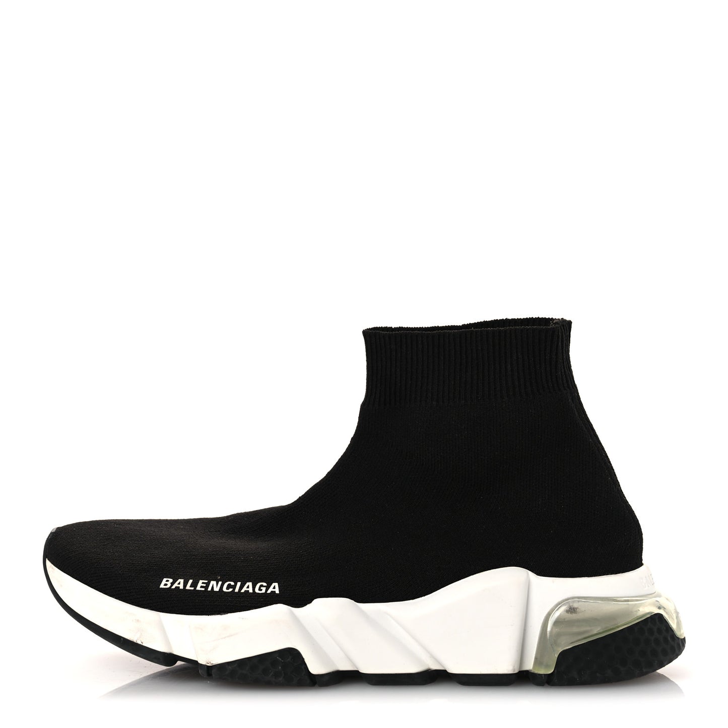 Neoprene Knit Womens Speed Clear Sole Sneakers 37 Black White