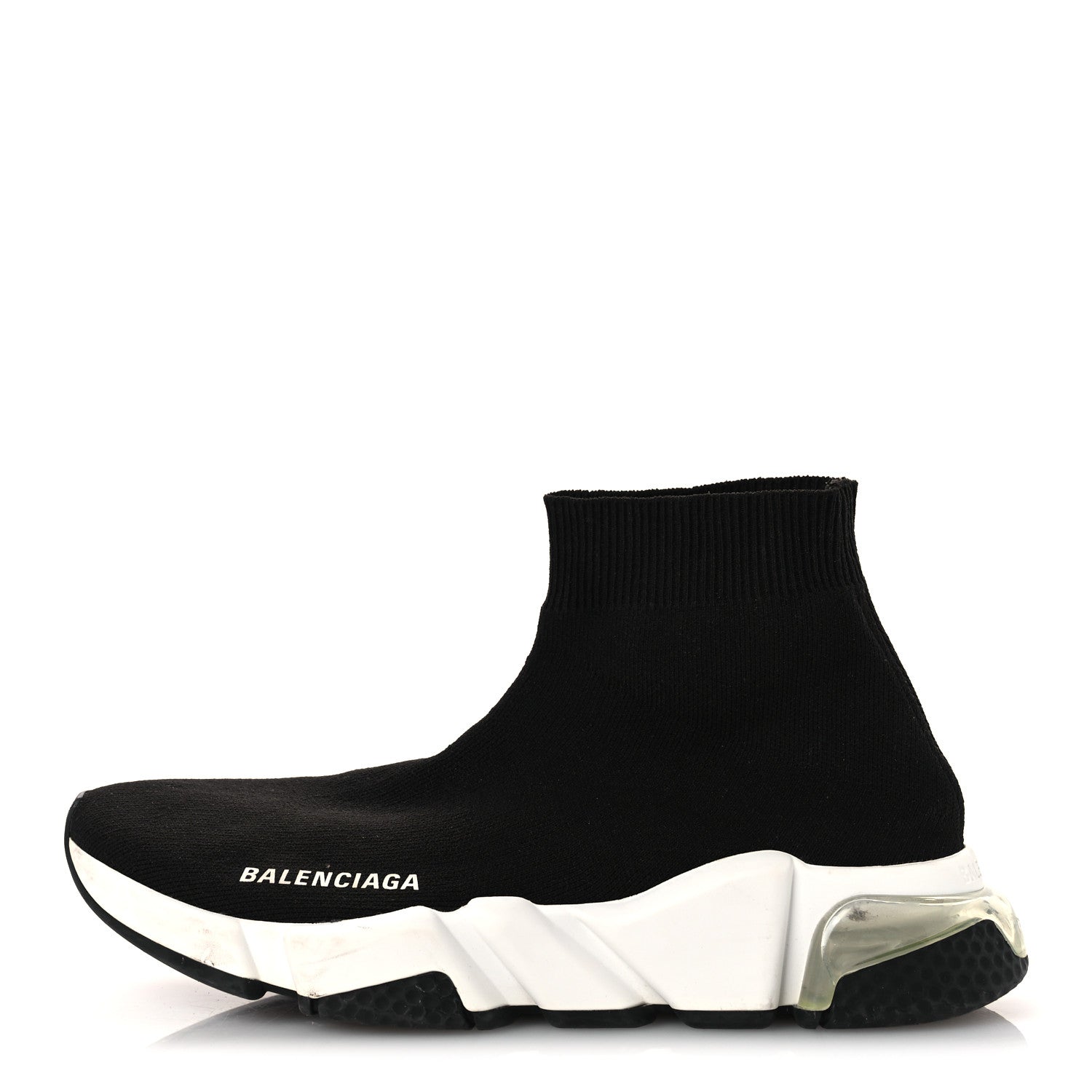 Balenciaga Neoprene Knit Womens Speed Clear Sole Sneakers 37 Black White 1 of 13