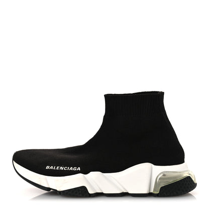 Balenciaga Neoprene Knit Womens Speed Clear Sole Sneakers 37 Black White 1 of 13