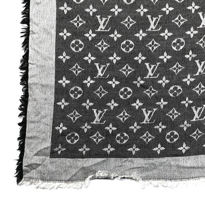 Louis Vuitton Silk Wool Monogram Denim Shawl Black 4 of 5